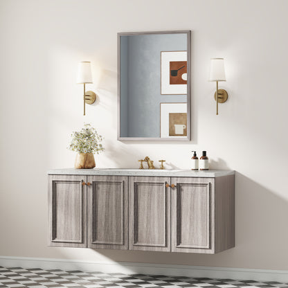 Rectangle Wall Mirror | Grey Wood Effect Frame | 50 x 70 cm