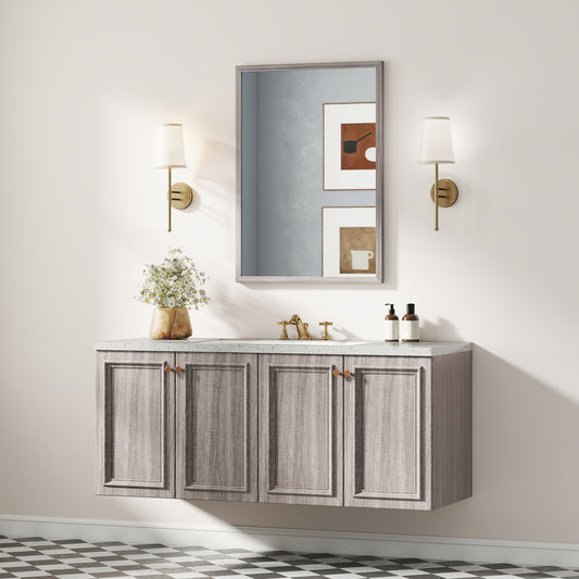 Rectangle Wall Mirror | Grey Wood Effect Frame | 50 x 70 cm