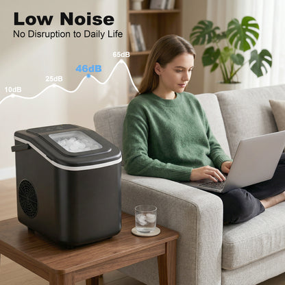 Countertop Ice Maker | 9 Cubes in 7 Mins | 12kg Daily | 2 Sizes | Self-Clean | Black