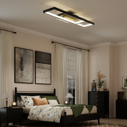 LED Ceiling Light, Modern Dimmable Ceiling Light with Wall Switch & Remote Control, Flush Mount Ceiling Lamp with 3000-6000K Colour Temperatures for Living Room, Bedroom, Black