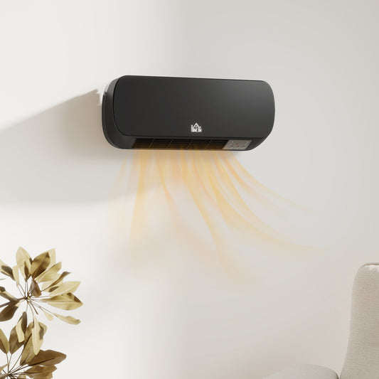 2000W Wall Mounted Ceramic Space Heater, 10-49°C Temperature, Black