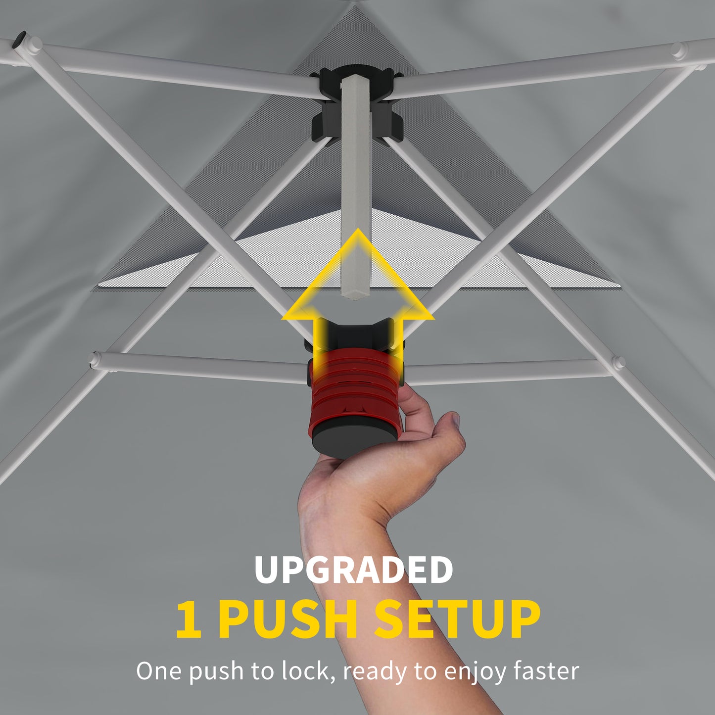 3x3m Pop-Up Gazebo with Flip-Down Wheels & One-Push Central Lock | UPF50+ 210D Oxford Fabric | Top Mesh Vent | 3-Height Adjustment | 4 Sandbags, 4 Guy Ropes & 12 Stakes | Carry Bag | 300x300x273cm | White