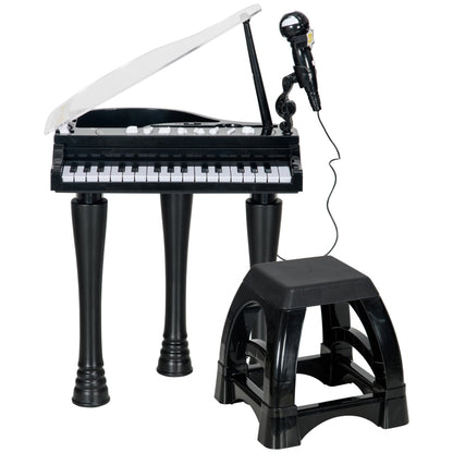 AIYAPLAY 32-Key Kids Piano Keyboard, with Stool, Lights, Microphone, Sounds, Removable Legs