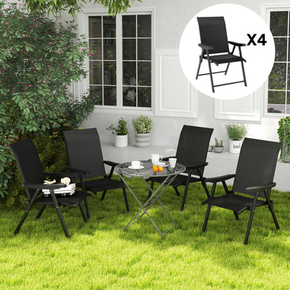Outsunny Set of Four Folding Outdoor Garden Chairs - Black