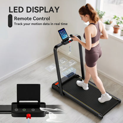Folding Treadmill Walking Pad | 2HP Motor | 0.6–6.2mph | Manual Incline | Under Desk | LED Display | 100kg | Black