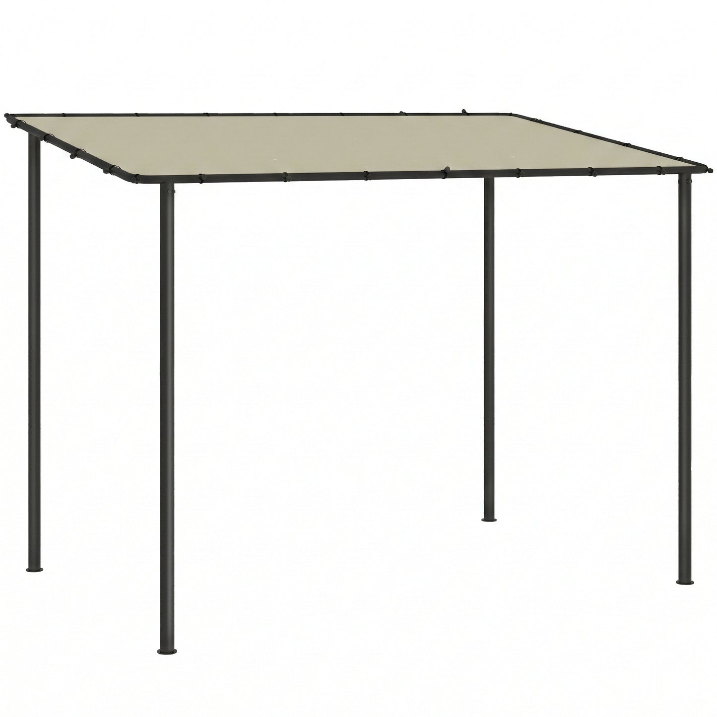 3x1.8m Lean-To Garden Pergola | UPF30+ Canopy | Sloped Roof & Drainage | Windproof 5-6 | Cream