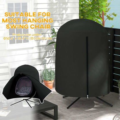 Outsunny Hanging Egg Swing Chair Cover Outdoor Single Waterproof Anti-dust Furniture Protector With Zipper, Oxford Fabric D128 x 190H cm - Black