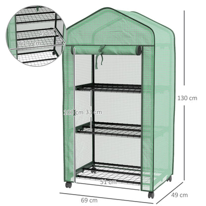 Outsunny Three-Tier Mini Greenhouse, Grow Your Own Food Vegetables, Herbs, Fruit - Green / White