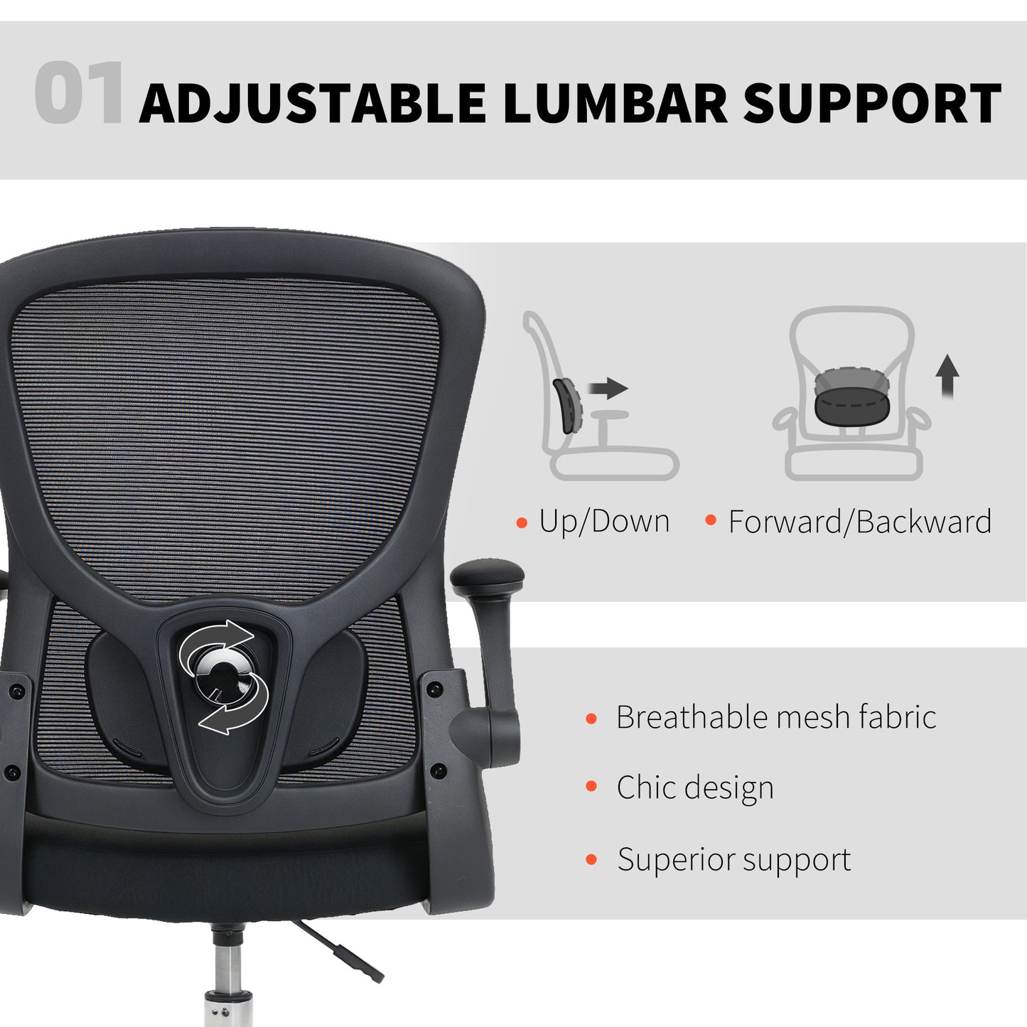 Draughtsman Chair, with Adjustable Lumbar - Black / Charcoal Grey