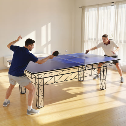 9ft Folding Ping Pong Table Top | Regulation 274x152cm | UV-Coated MDF | Four-Fold Design | Foam Pads | Net Storage Bag | Fits 7-9ft Billiard Tables | Folds to 137x76x5cm | 30kg | Blue