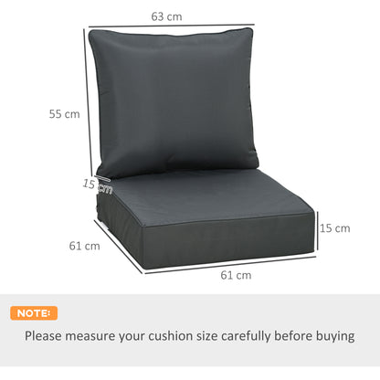 Outdoor Seat and Back Cushion Sets, 63L x 55W x 15Dcm Olefin Patio Deep Seating Chair Replacement Cushion for Rattan Sofa, Indoor or Outdoor Furniture, Dark Grey