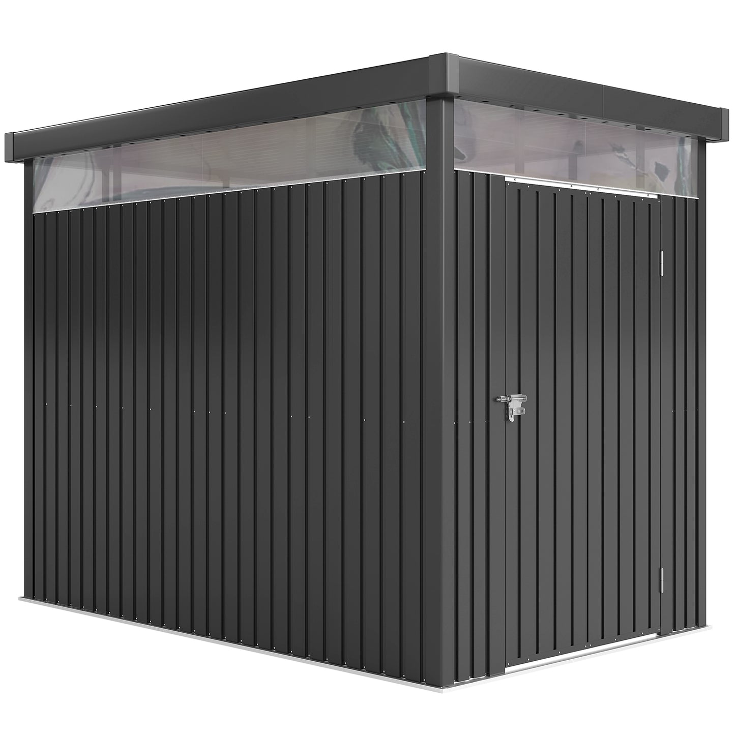 5.3 x 8.5ft Galvanised Steel Garden Shed, Metal Shed with Roof Windows, Leakage Holes and Lockable Wide Door for Outdoor Patio Tool Storage
