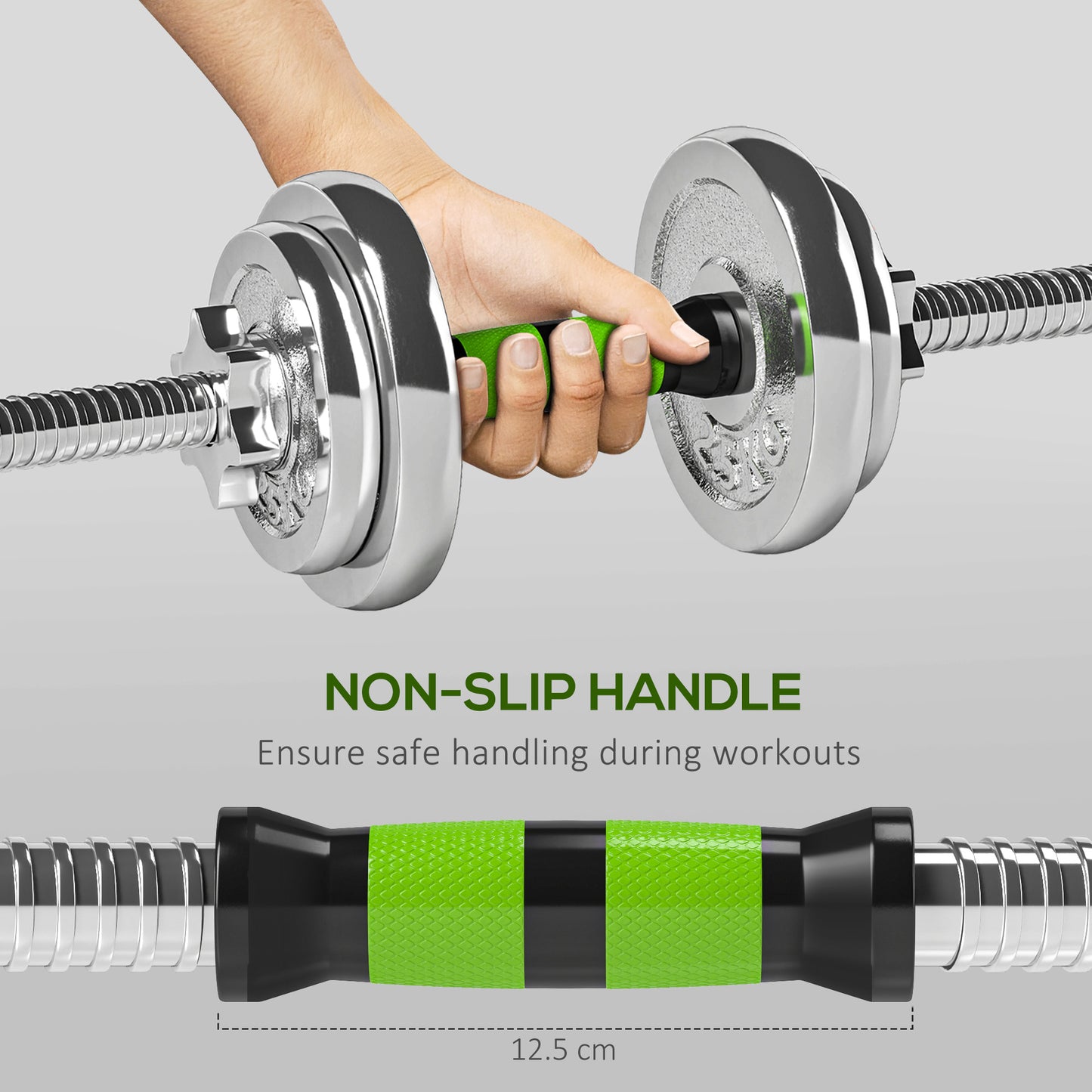 20kg Adjustable Weights Dumbbells Set, 2-in-1 Dumbbells and Barbell with Non-slip Handle, Free Weights Set for Home Gym