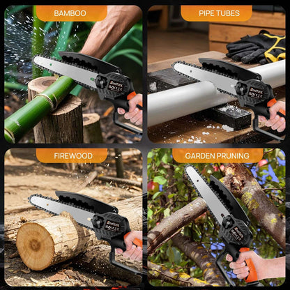 Mini 6 Inch Cordless Chainsaw, Powerful Electric Saw For Cutting Branches, Wood & Trimming 