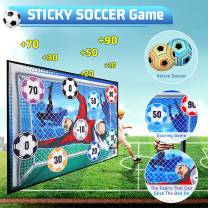 VATOS Football Soccer Sticky Goal Toy Shooting Score Practice Indoor Outdoor Sport Game Penalty Free Kick Training for Boys Gift