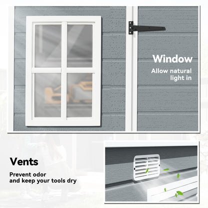 Large PP & Aluminium Garden Storage Shed | Built-In Floor | Double Doors | Lock & Keys | 2 Windows | 2 Vents | UV-Resistant | 40kg/m² Snow Load | 303x123x197cm | 3.2m² | Mowers Bikes & Tools | Grey