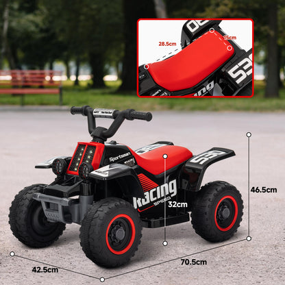 6V Electric Quad Bike for Kids, Ride On ATV w/ Forward Backward, Headlights, for 18-36 Months, Black and Red