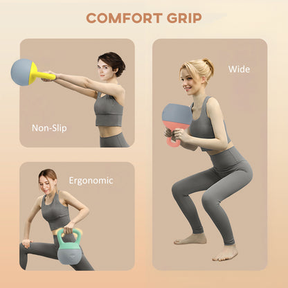 Soft Kettlebell Set of 4 | 4kg 6kg 8kg 10kg | Non-Slip Handle | Flat Base | Home Gym | Strength Training