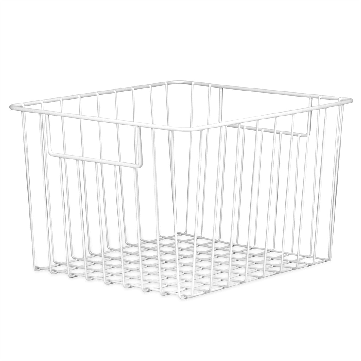 Maison & White White Mesh Storage Baskets Pack of 2 | Powder-Coated Carbon Steel | Scratch Rust Corrosion Proof | 28x26x18cm | Carry Handles | Kitchen Bathroom Garage Shed | 2-Year Warranty