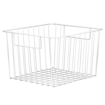 Maison & White White Mesh Storage Baskets Pack of 2 | Powder-Coated Carbon Steel | Scratch Rust Corrosion Proof | 28x26x18cm | Carry Handles | Kitchen Bathroom Garage Shed | 2-Year Warranty