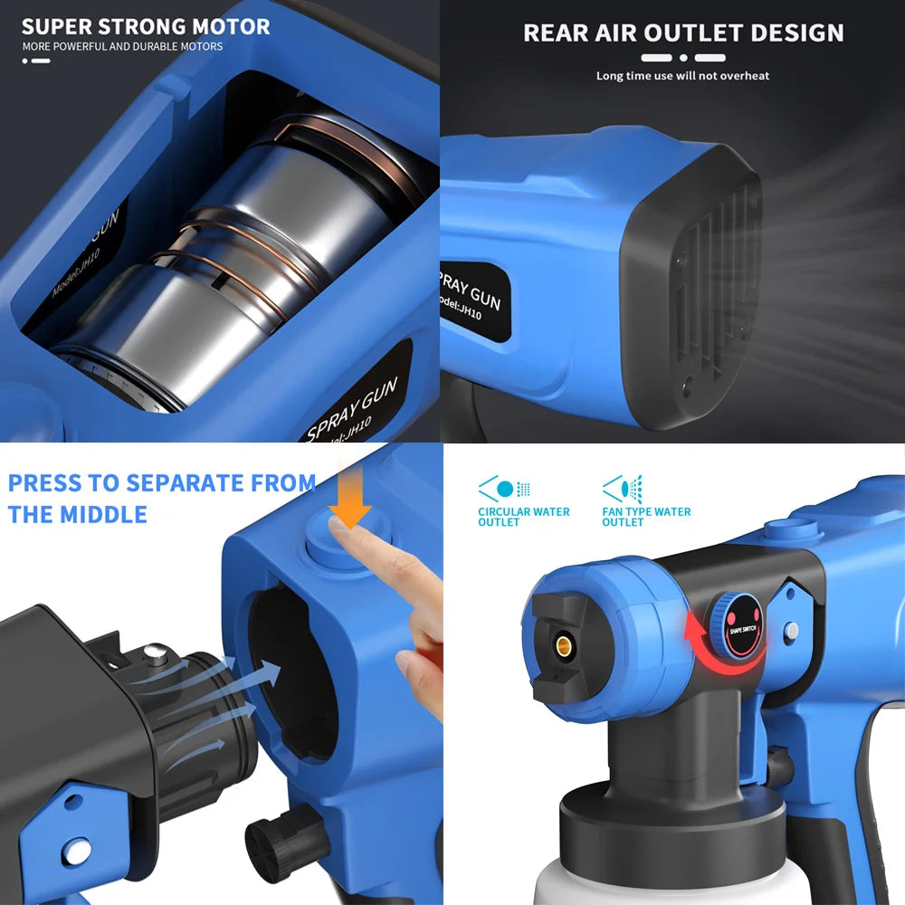 Electric Paint Sprayer, 3 Spray Patterns & 1000ml Detachable Tank Spray Gun Handheld For Fencing, Decking, Garden 