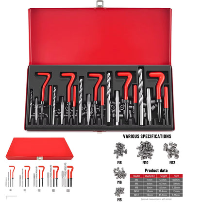 131 Piece Thread Repair Tool Kit Set, Metric M5 M6 M8 M10 M12 With HSS Drill Thread