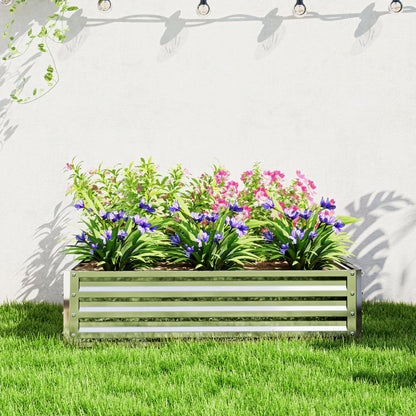 Square Galvanised Steel Raised Garden Bed | Open Bottom | 30cm High Panels | Slot-Together Assembly | Year-Round Outdoor Use | 120x120x30cm | Silver