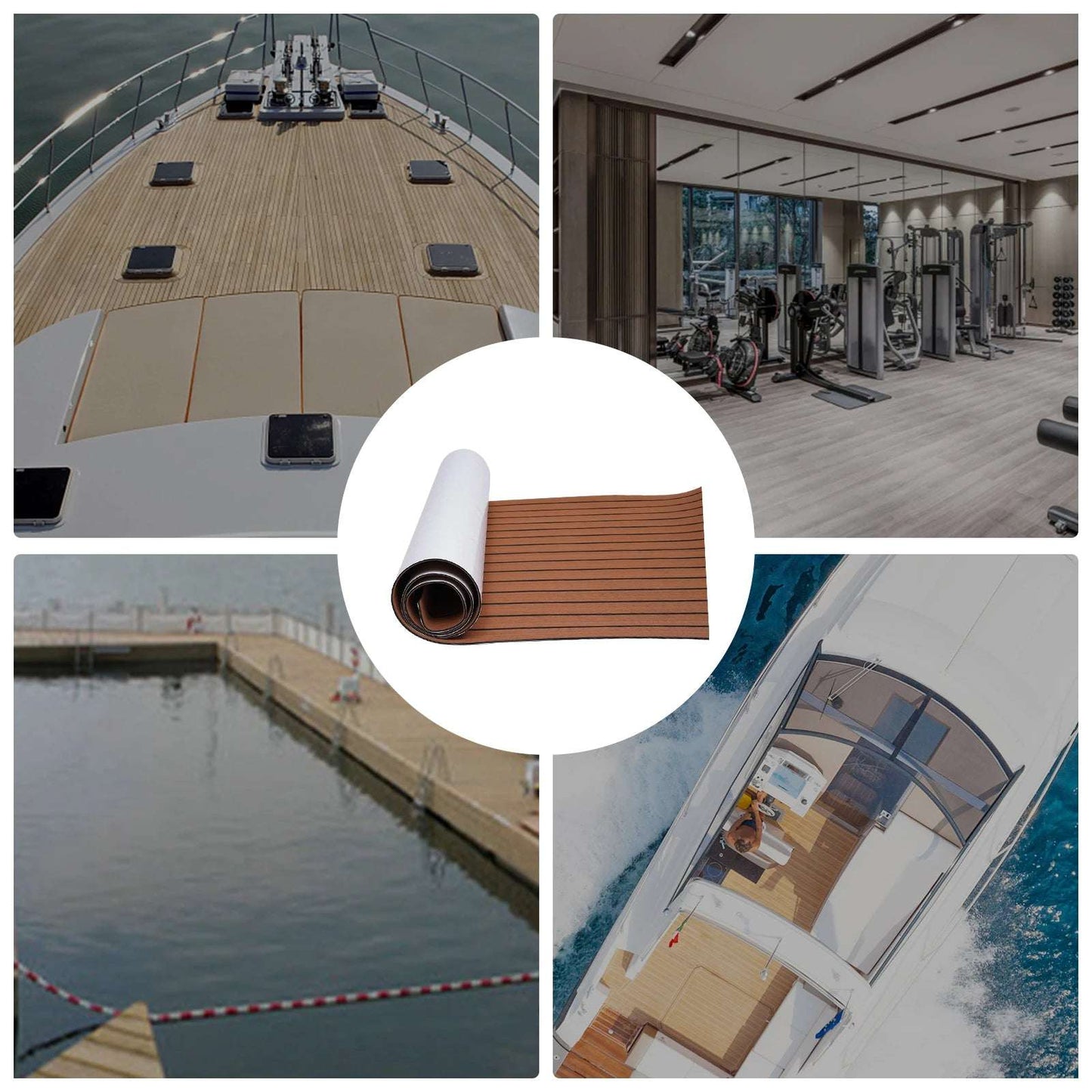 106 '' X 35 '' Marine Eva Flooring, 6Mm Thick, Brown Stripe Design, Perfect for Yachts and Boats, Ship Deck Flooring