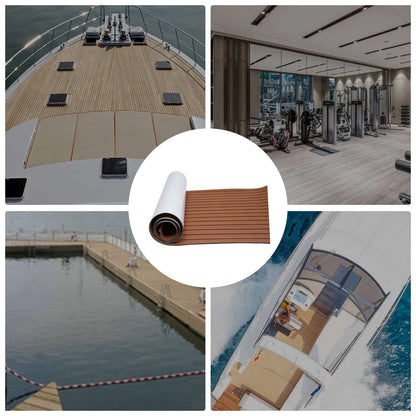 106 '' X 35 '' Marine Eva Flooring, 6Mm Thick, Brown Stripe Design, Perfect for Yachts and Boats, Ship Deck Flooring