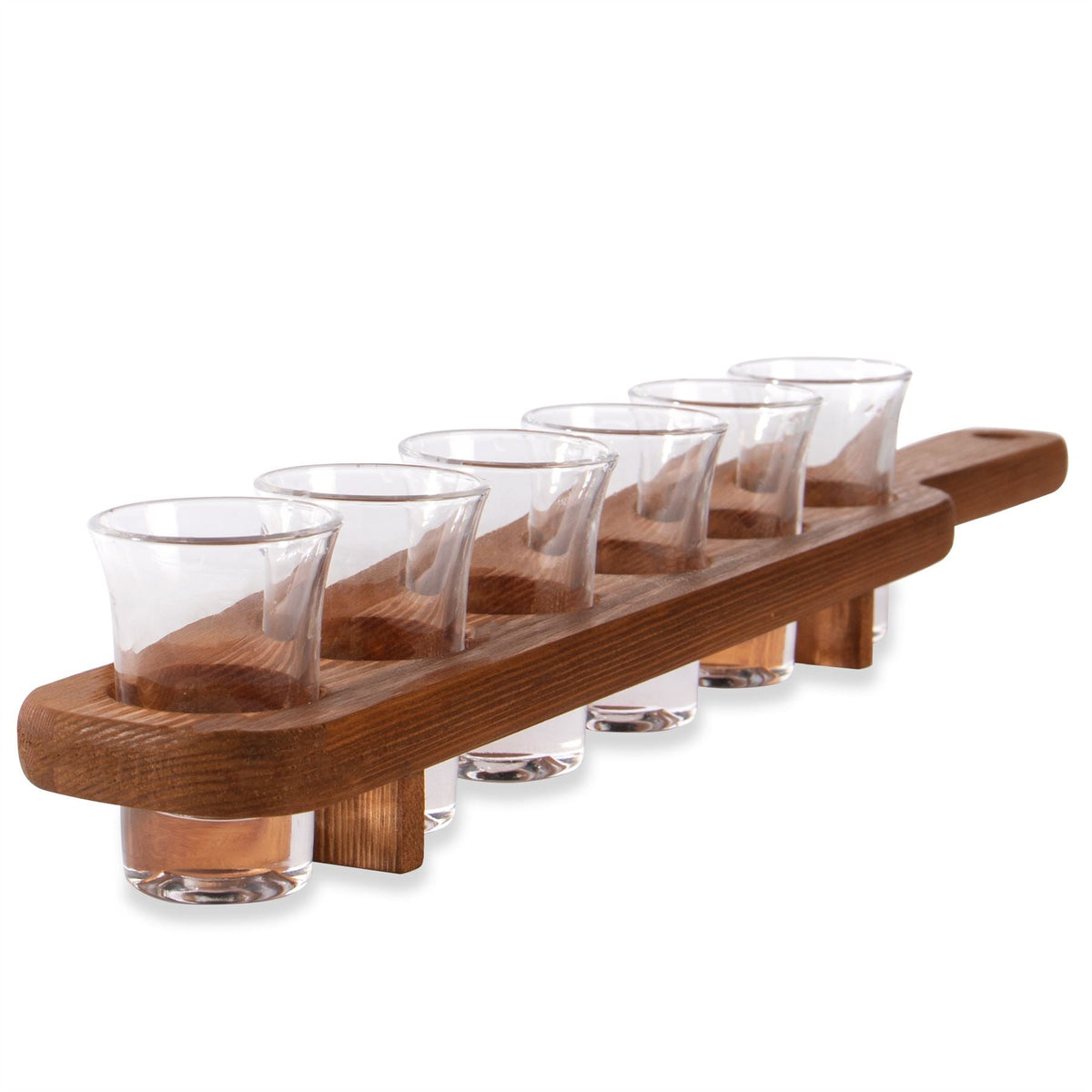 Maison & White Wooden Drinks Paddle with 6 Shot Glasses | Solid Wood | 45cm Board | 25ml Glasses | Dishwasher Safe Glasses | Party Bar Accessory | 2-Year Warranty