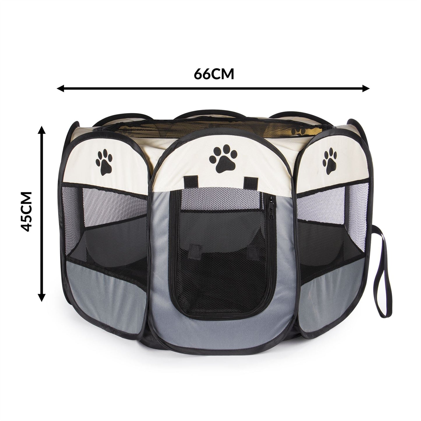 Portable Pop-Up Pet Playpen | 8-Panel | Zip Door | Removable Top | 600D Oxford Cloth & Mesh | 45x66cm Open | Folds Flat | Carry Bag | Indoor & Outdoor
