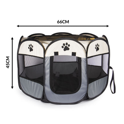 Portable Pop-Up Pet Playpen | 8-Panel | Zip Door | Removable Top | 600D Oxford Cloth & Mesh | 45x66cm Open | Folds Flat | Carry Bag | Indoor & Outdoor