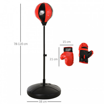 Child's Boxing Punch Ball Set Adjustable With Gloves Fillable Base Handle
