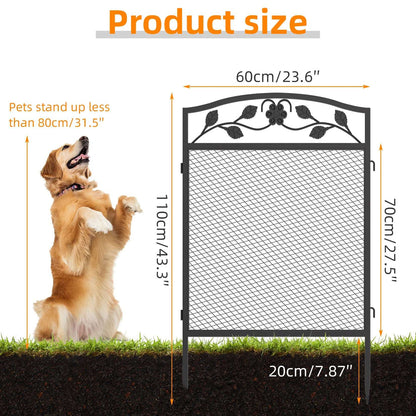 5 Piece Metal Garden Fence Border Rustic Style Decorative Garden Fence Animal Barrier, Landscape Pathway Edge Iron Fence Panels