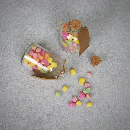 Mini Glass Bottles with Cork Stoppers | Set of 12 | 50ml Each | Decorative Labels & String | 7cm Tall | Wedding Favours Crafts Drinks | Hand Wash Only