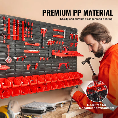 30 Bin Wall Mounted Storage Bins Parts Rack Organiser Holder Garage With Wall Panels Hooks Plastic Shop Tool For Screws, Nails