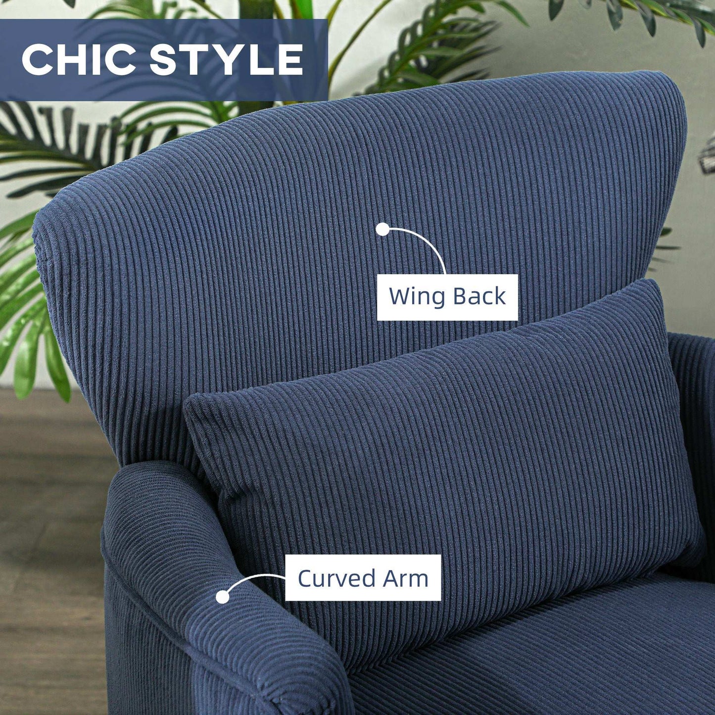 Corduroy Retro Accent Chair - Blue