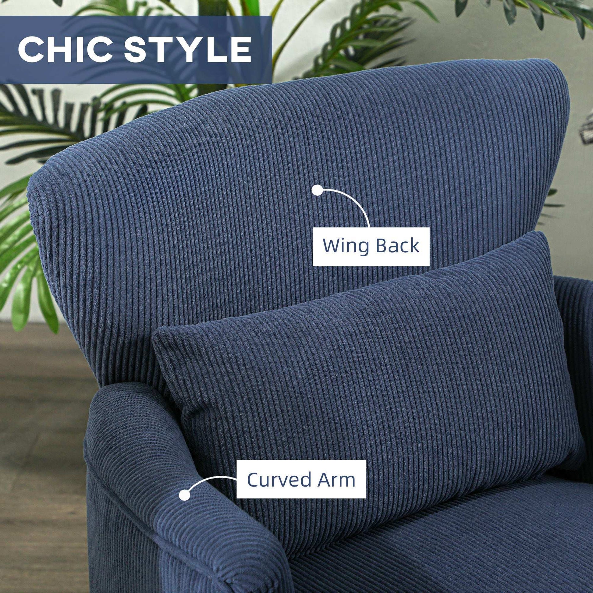 Corduroy Retro Accent Chair - Blue