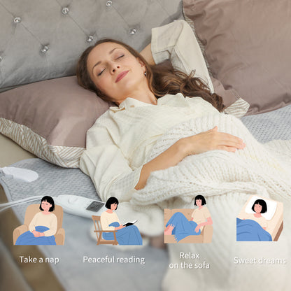 Heated Electric Blanket, Warm Throw Blanket with 5 Heating Levels, 10 Hour Auto-Off Timer, Grey