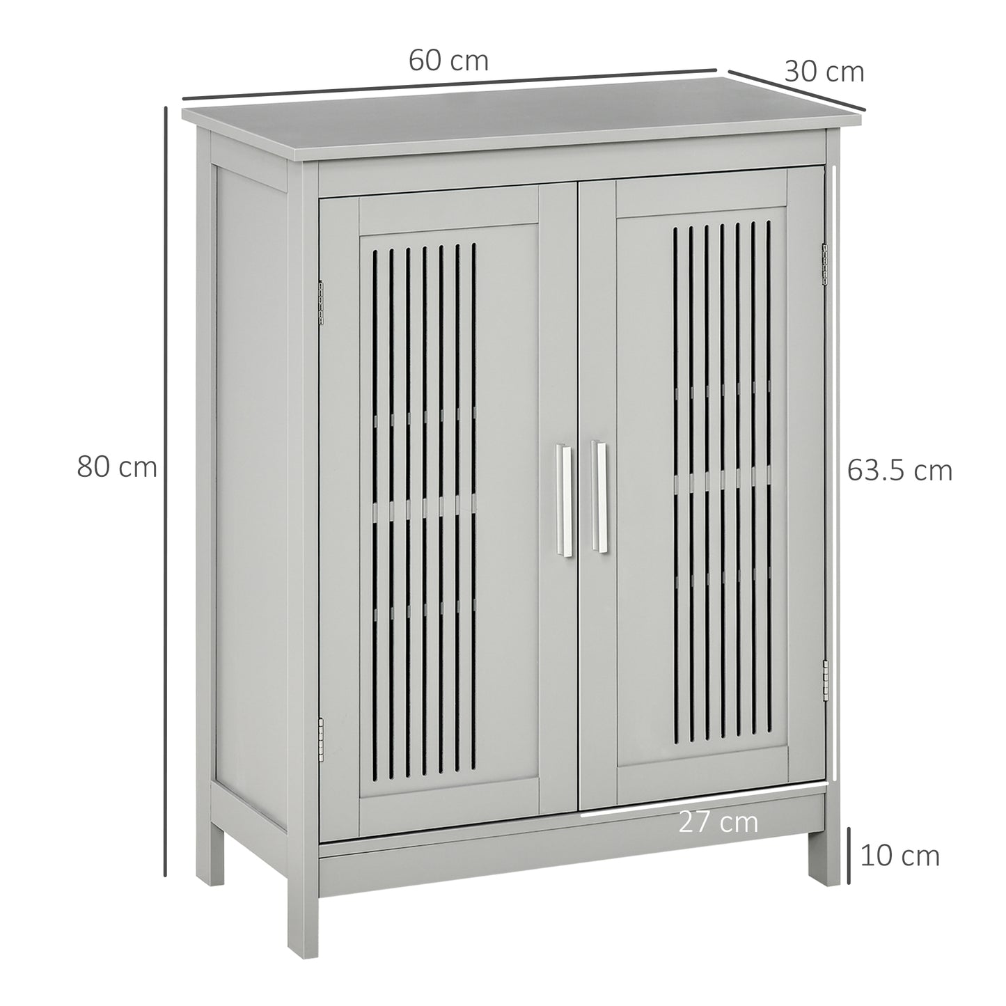 Kleankin Modern Bathroom Floor Cabinet - Grey