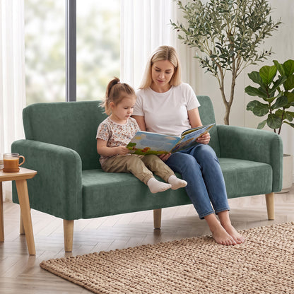 2 Seater Sofa | Dark Green Velvet-Feel Small Couch, 20cm Cushions & 240kg Capacity