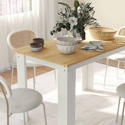 Wood Effect Dining Table | 4-6 Seater | 120x69x75cm | Melamine Surface | Water Resistant | Triangular Legs | Oak & White