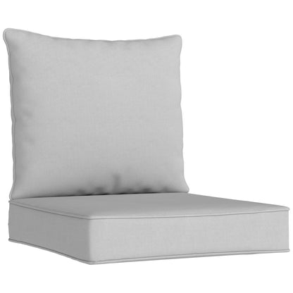 Deep Seat Chair Cushion Set | 15cm Thick Seat & Back Cushion | Removable Washable Covers | Fade & Stain Resistant | Indoor & Outdoor | Seat 61 x 61cm | Back 63 x 55cm | Light Grey
