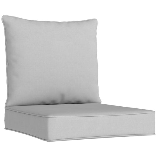 Deep Seat Chair Cushion Set | 15cm Thick Seat & Back Cushion | Removable Washable Covers | Fade & Stain Resistant | Indoor & Outdoor | Seat 61 x 61cm | Back 63 x 55cm | Light Grey