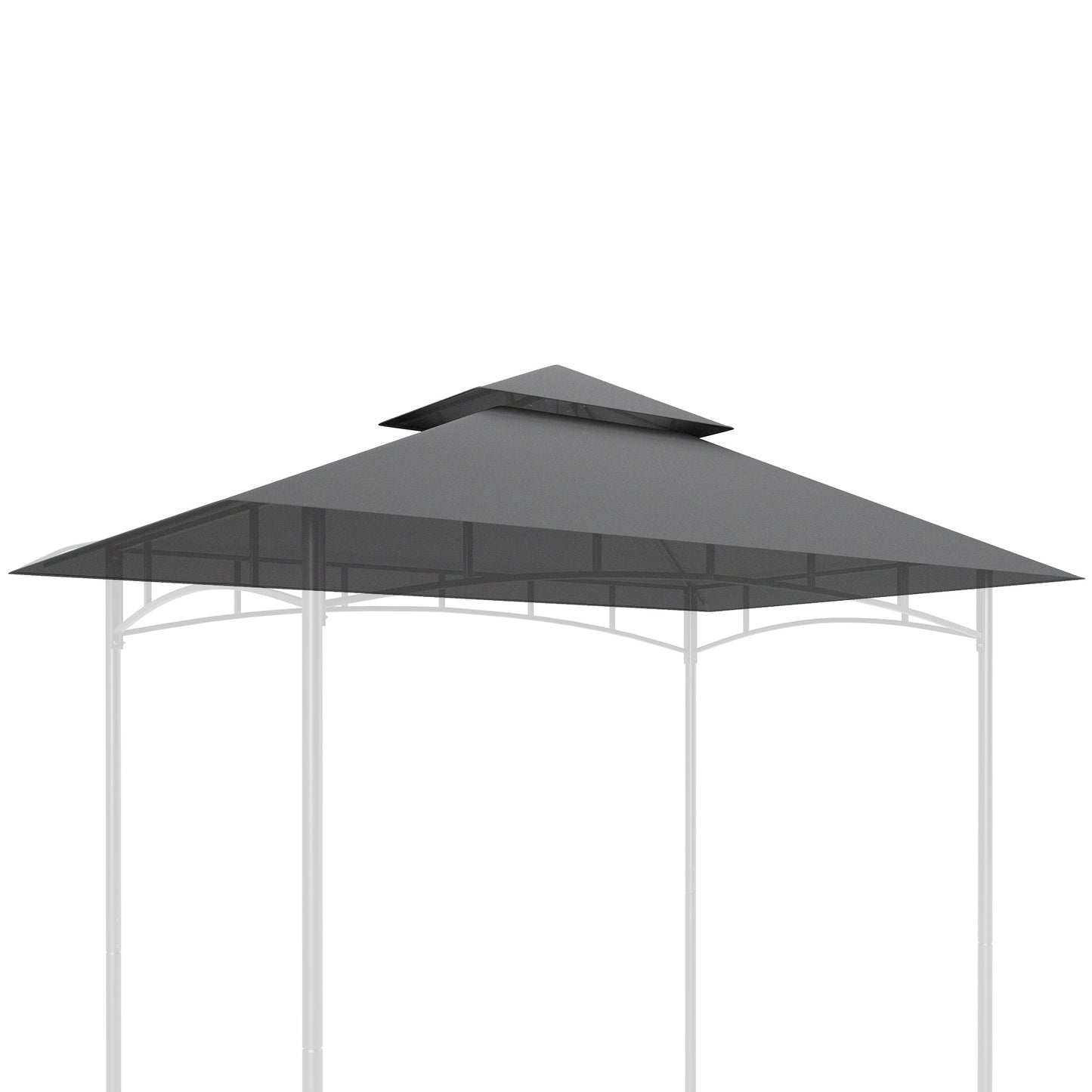 Grill Gazebo Replacement Canopy Roof for 1.5 x 2.4m Frame, UPF50+ Protection, Double Tiered 5' x 8' Outdoor BBQ Gazebo Cover Replacement