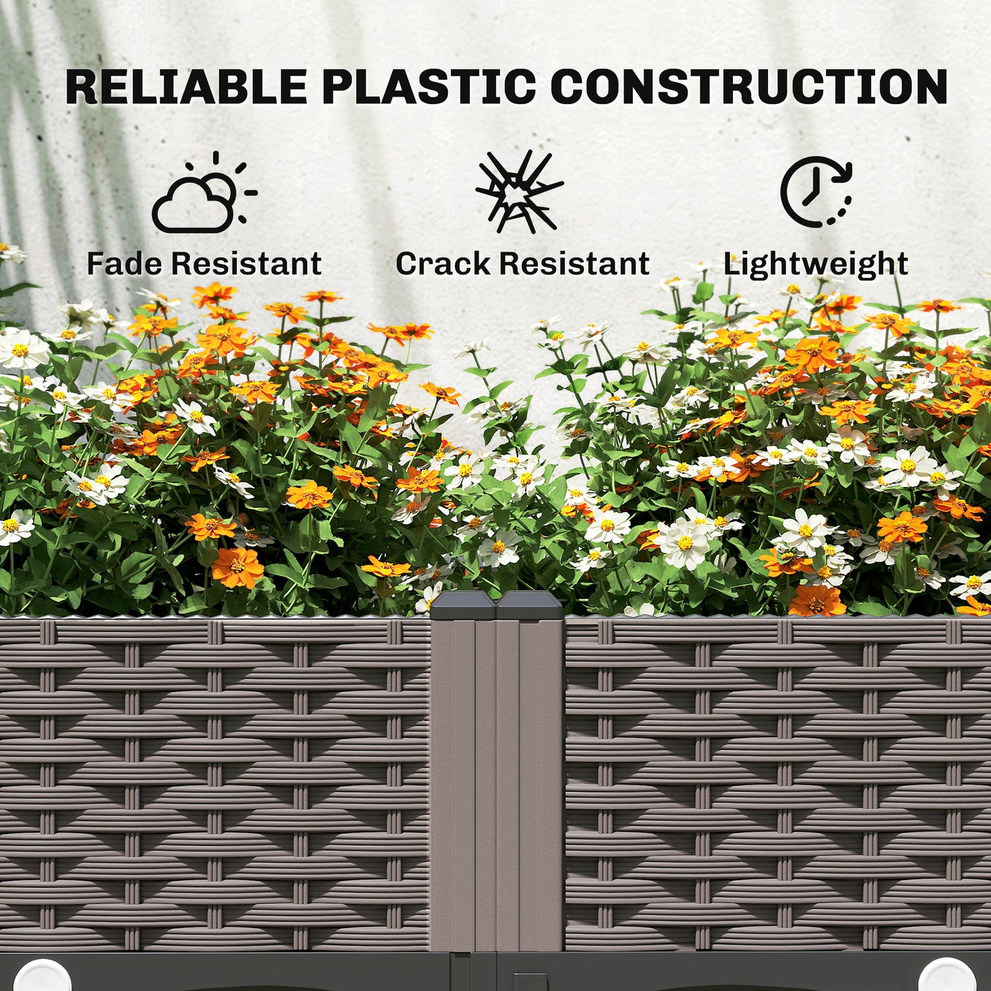Raised Garden Bed on Wheels with Arch & Side Trellis | 2 Planter Boxes 48L Total | PE-Coated Steel | 8 Drainage Holes | 6 Wheels | 10kg per Box | 102x40x155cm | Black