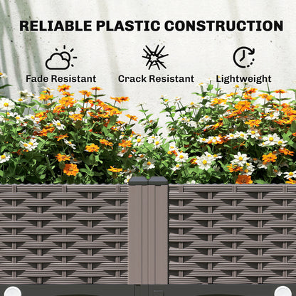 Raised Garden Bed on Wheels with Arch & Side Trellis | 2 Planter Boxes 48L Total | PE-Coated Steel | 8 Drainage Holes | 6 Wheels | 10kg per Box | 102x40x155cm | Black