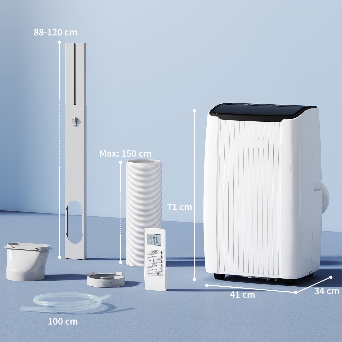 14000 BTU 5-in-1 Portable Air Conditioner | Cool, Heat, Dehumidify | WiFi | White