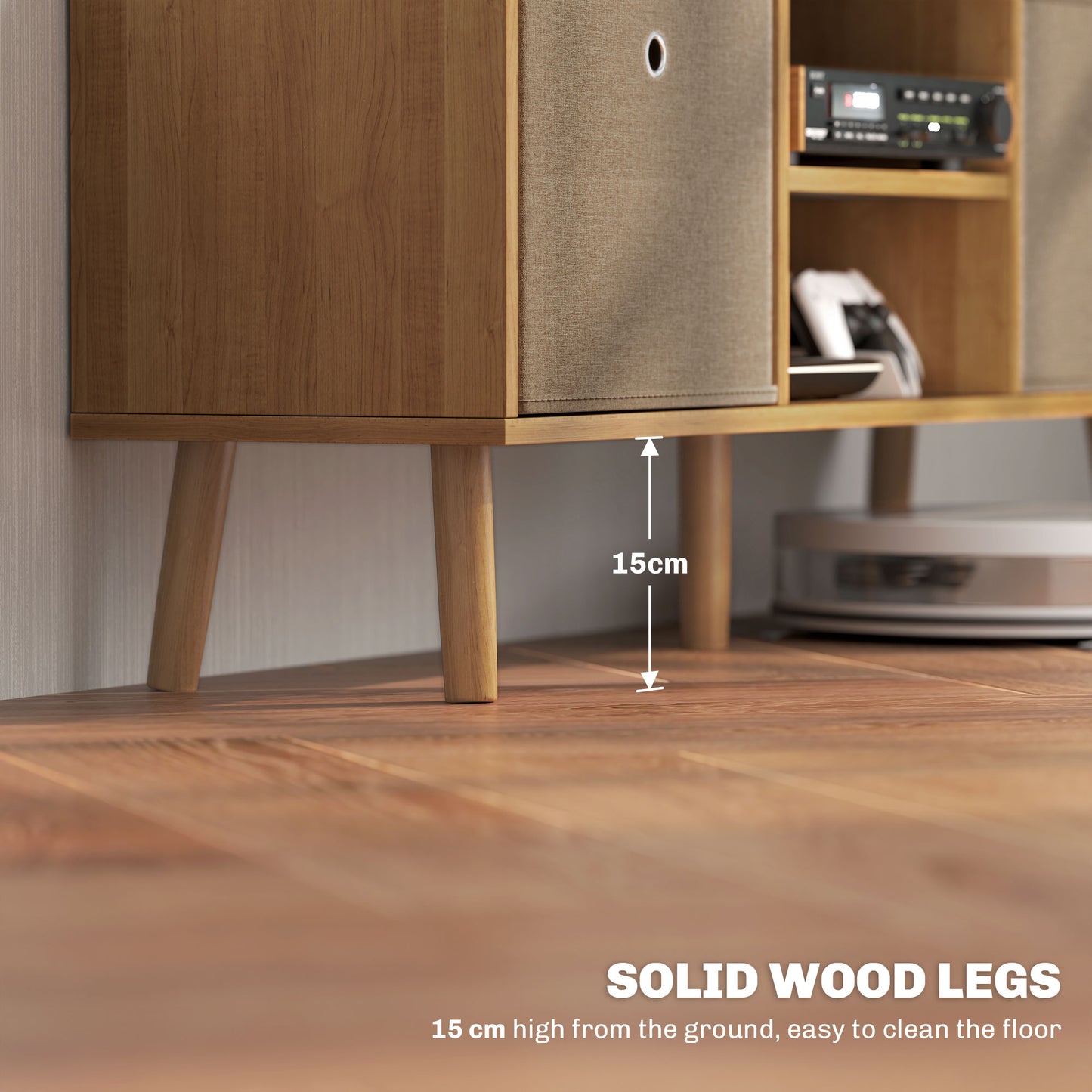 Retro Vintage Style TV Cabinet Stand Unit for TVs up to 50'' with Foldable Drawers, Entertainment Centre for Living Room Brown