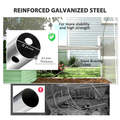6 x 3 x 2m Walk-in Polytunnel Greenhouse, Zipped Roll Up Sidewalls, Mesh Door, 8 Mesh Windows, Tunnel Warm House Tent, Complimentary Plant Labels and Gloves, White
